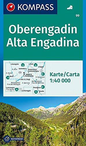 99 Oberengadin, Alta Engadina 1:40.000 - Kompass Wanderkarte