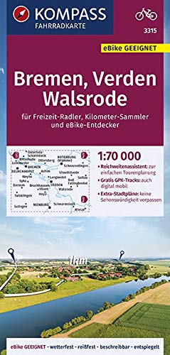 3315 Bremen, Verden, Walsrode 1:70.000 - KOMPASS Fahrradkarte