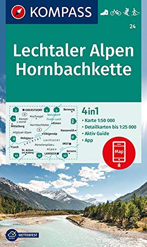 24 Lechtaler Alpen, Hornbachkette 1:50000 - Kompass Wanderkarte