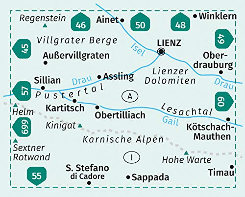 47 Lienzer Dolomiten, Lesachtal, Karnischer Höhenweg - 1:50.000 Kompass Wanderkarte