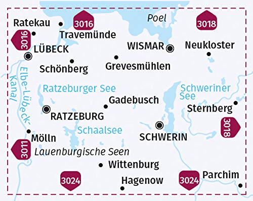 3317 Schwerin, Lauenburgische Seen 1:70.000 - KOMPASS Fahrradkarte