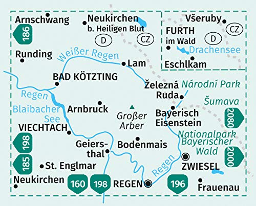 195 Nördlicher Bayerischer Wald 1:50.000 - Kompass Wanderkarte