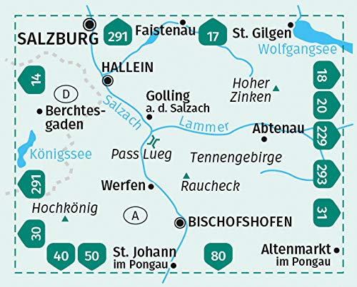 15 Tennengebirge, Hochkönig 1:50.000 - Kompass Wanderkarte