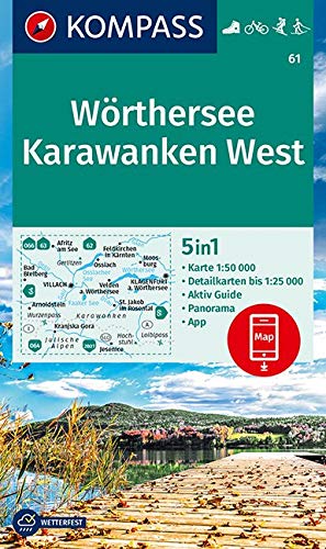 61 Wörthersee, Karwanken West 1:50.000 - Kompass Wanderkarte