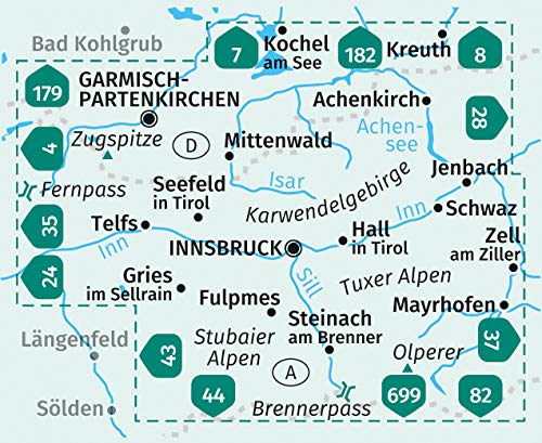 290 Innsbruck und Umgebung 1:50.000 - Kompass Wanderkarte