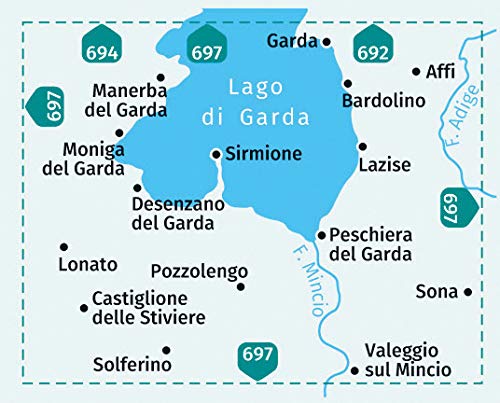 695 Gardasee Süd / Basso Garda 1:25.000 - Kompass Wanderkarte