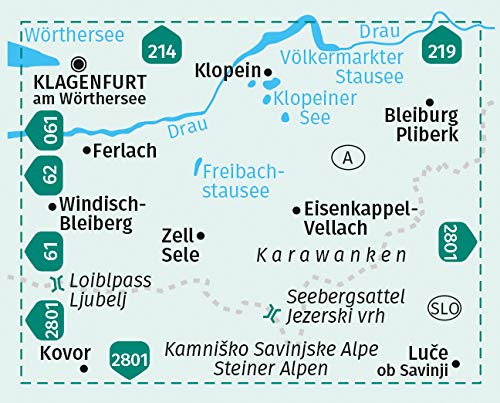 65 Klopeiner See, Karawanken Ost 1:50.000 - Kompass Wanderkarte