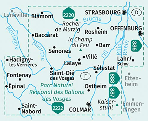 2221 Elsass, Vogesen Mitte - Kompass Wanderkarte 1:50.000