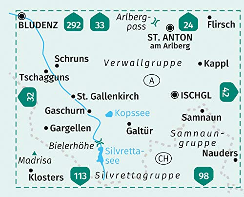 41 Silvretta, Verwallgruppe 1:50.000- Kompass Wanderkarten