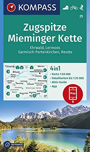 25 Zugspitze, Mieminger Kette 1:50000 - Kompass Wanderkarte