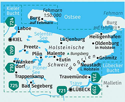740 Holsteinische Schweiz, Fehmarn 1:40.000 - Kompass Wanderkarte