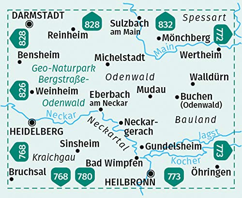 827 Bergstraße-Odenwald, Neckartal 1:50000 - Kompass Wanderkartenset