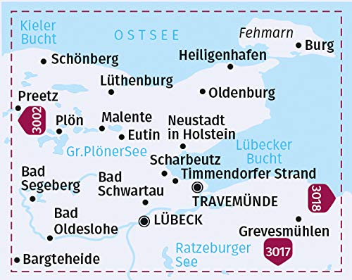 3316 Fehmarn, Holsteinische Schweiz, Lübeck 1:70.000 - KOMPASS Fahrradkarte
