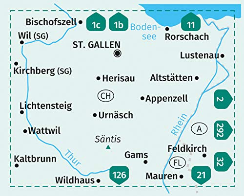 112 Appenzellerland, St. Gallen, Säntis 1:40.000 - Kompass Wanderkarte