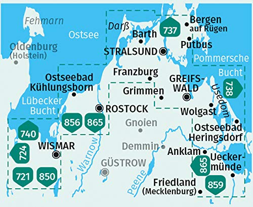 739 Ostseeküste von Wismar bis Usedom 1:50.000 - Kompass Wanderkartenset