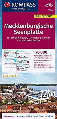 3320 Mecklenburgische Seenplatte 1:70.000 - KOMPASS Fahrradkarte