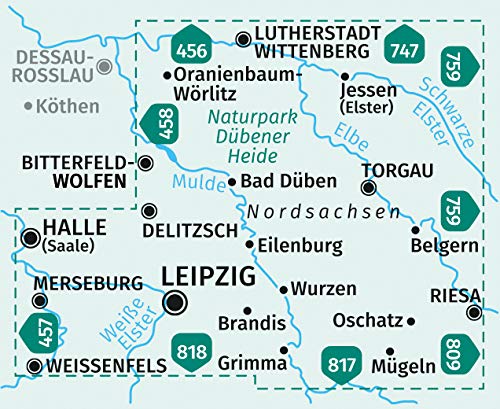 459 Leipzig und Umgebung 1.50.000 - Kompass Wanderkartenset