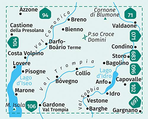 103 Le Tre Valli Bresciane 1:50.000 / 1:25.000 Kompass Wanderkarte