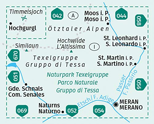 043 Naturpark Texelgruppe, Meraner Höhenweg 1:25.000 - Kompass Wanderkarte
