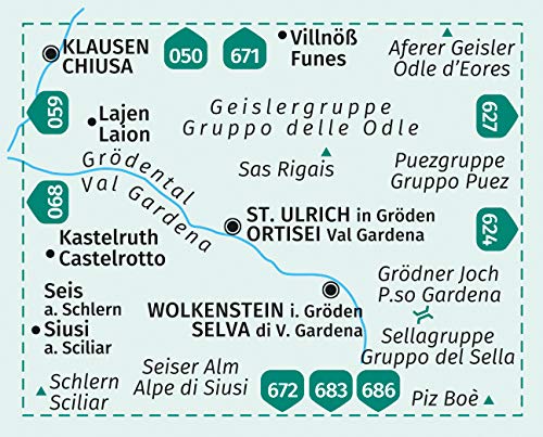 076 Gröden, Seiser Alm, Val Gardena, Alpe di Siusi 1:25.000 - Kompass Wanderkarte