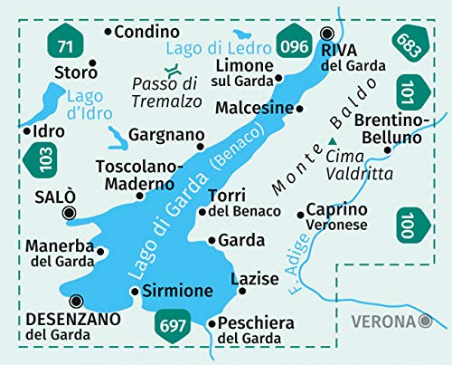 102 Gardasee / Lago di Garda, Monte Baldo 1:50.000 - Kompass Wanderkarte