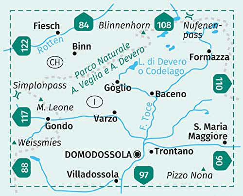 89 Parco Naturale Alpe Veglia e Alpe, Domodossola 1:50.000 - Kompass Wanderkarte