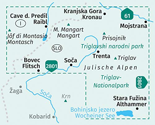 064 Julische Alpen, Nationalpark Triglav 1:25.000 - Kompass Wanderkarte