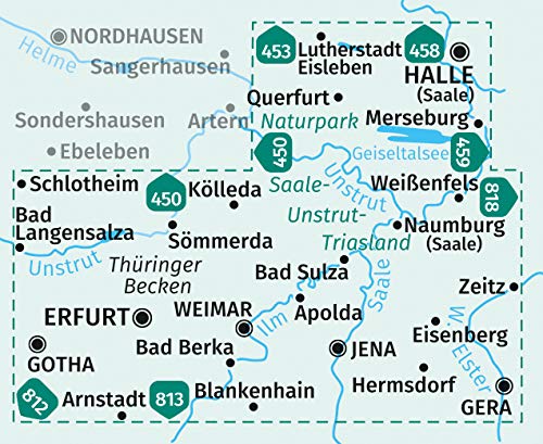 457 Erfurt, Weimar, Jena, Gera, Halle (Saale) 1:50.000 - Kompass Wanderkartenset