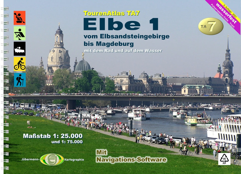 TourenAtlas TA7 - Elbe 1, Rad- und Wasserwanderatlas Elbsandsteingebirge bis Magdeburg