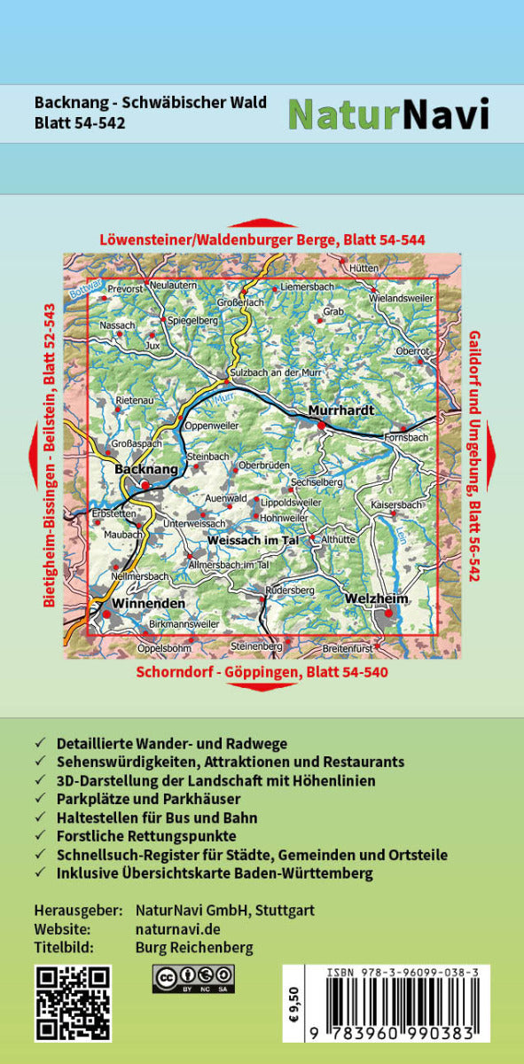 Backnang - Schwäbischer Wald - 1:25.000 NaturNavi Wanderkarte