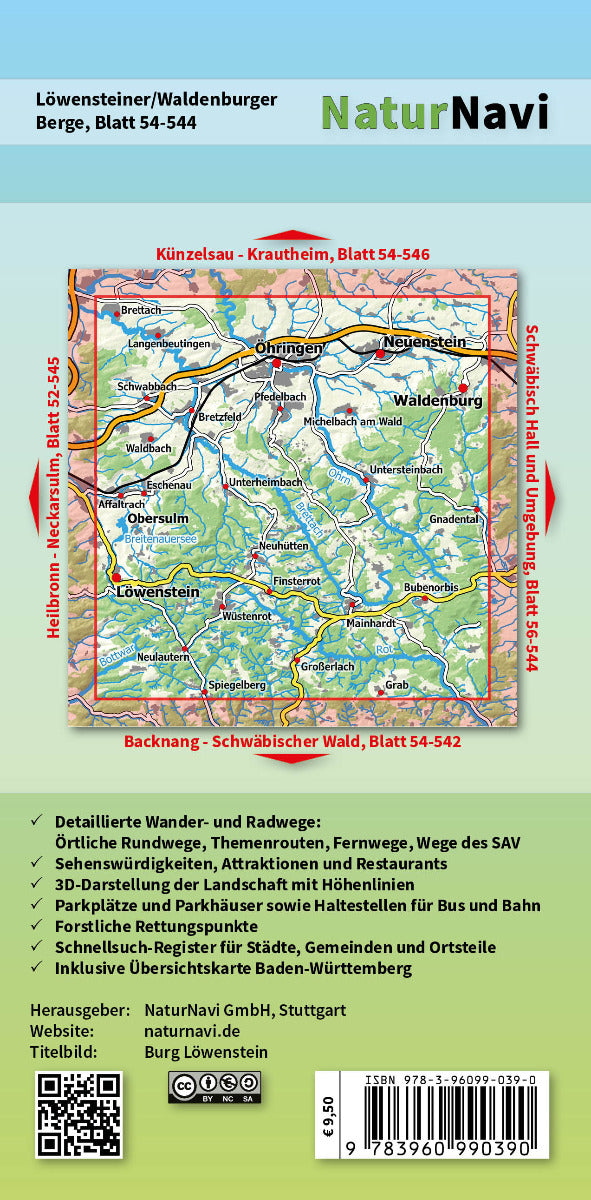 Löwensteiner - Waldenburger Berge - 1:25.000 NaturNavi Wanderkarte