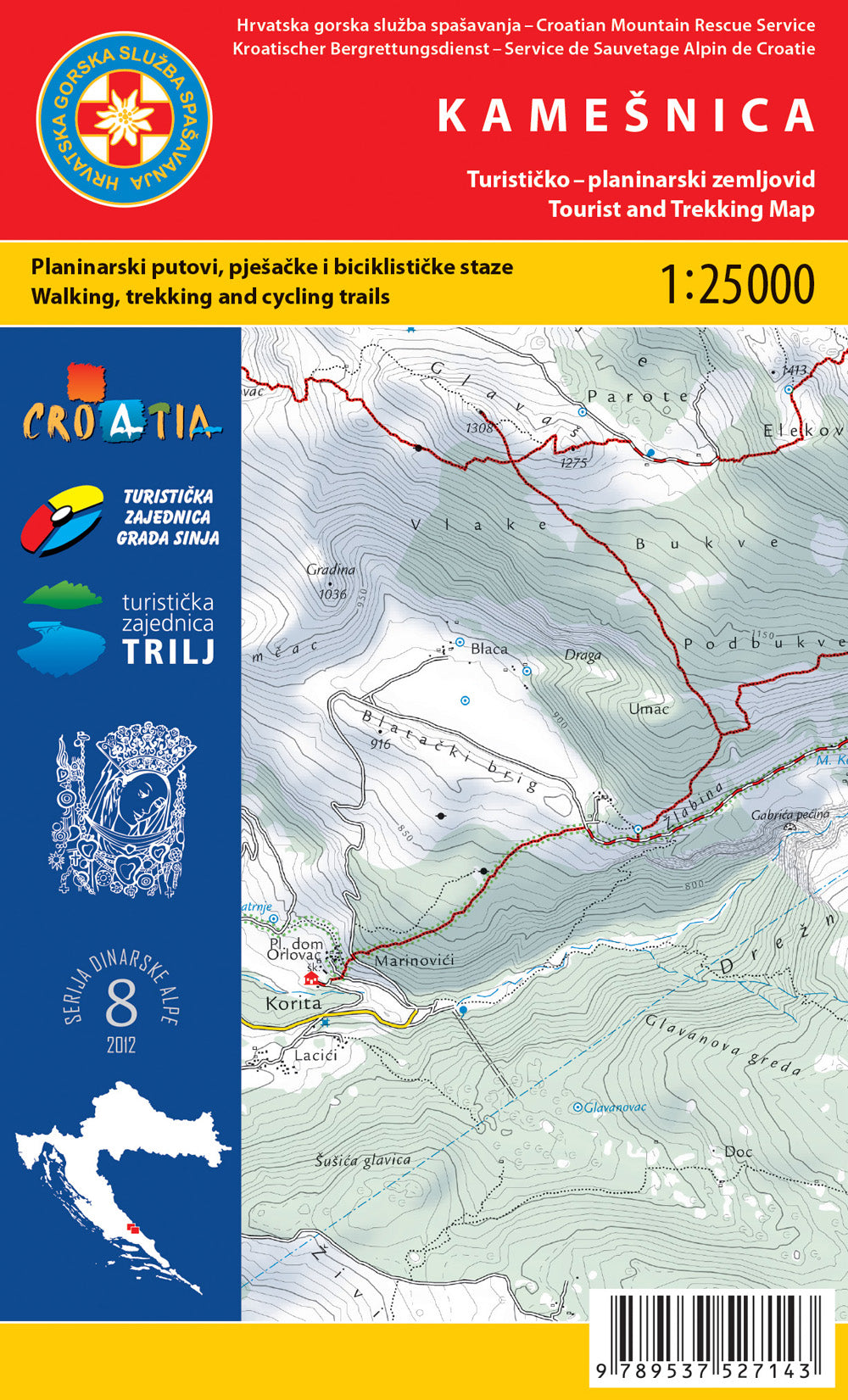 Kamesnica Kroatien Wanderkarte - 1:25.000