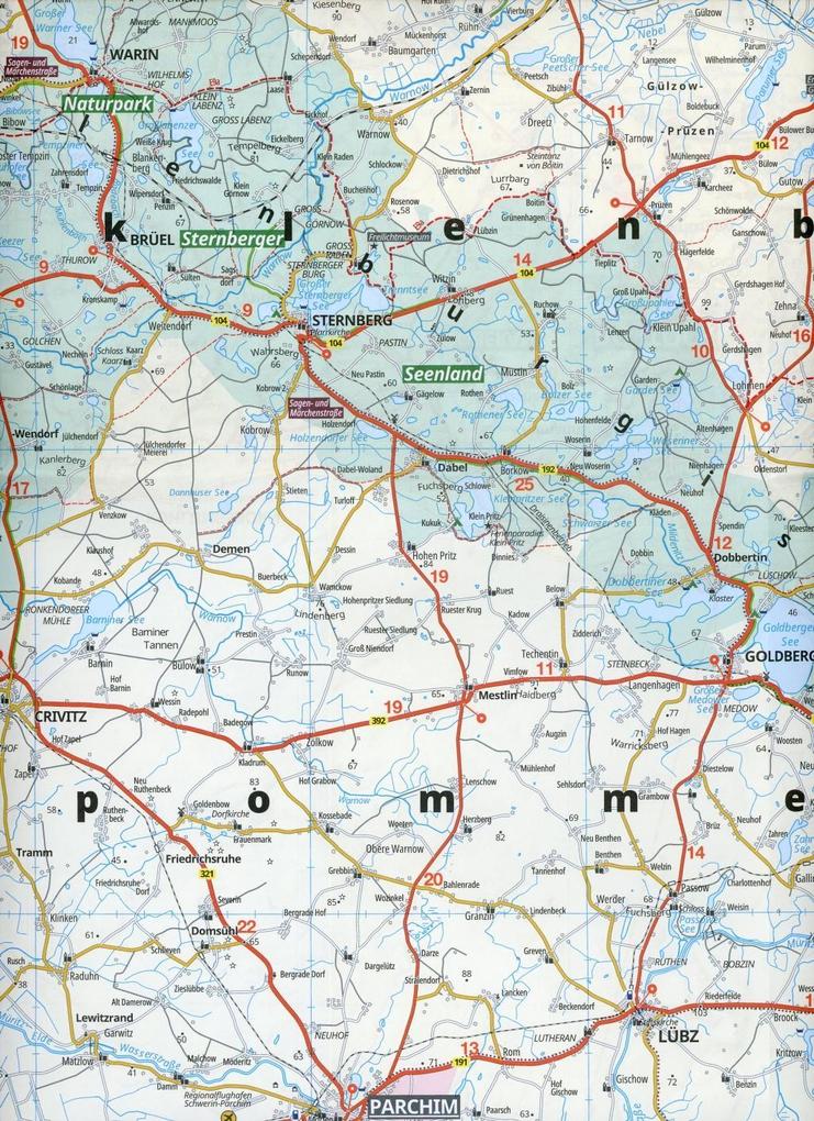 Mecklenburgische Küste und Seenplatte 1:150.000 - ADAC Regionalkarte