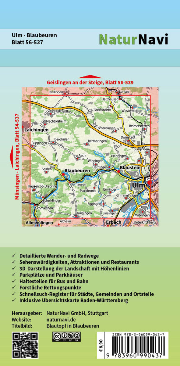 Ulm - Blaubeuren - 1:25.000 NaturNavi Wanderkarte