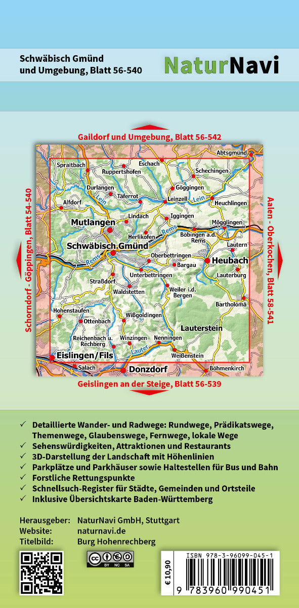 Schwäbisch Gmünd und Umgebung - 1:25.000 NaturNavi Wanderkarte