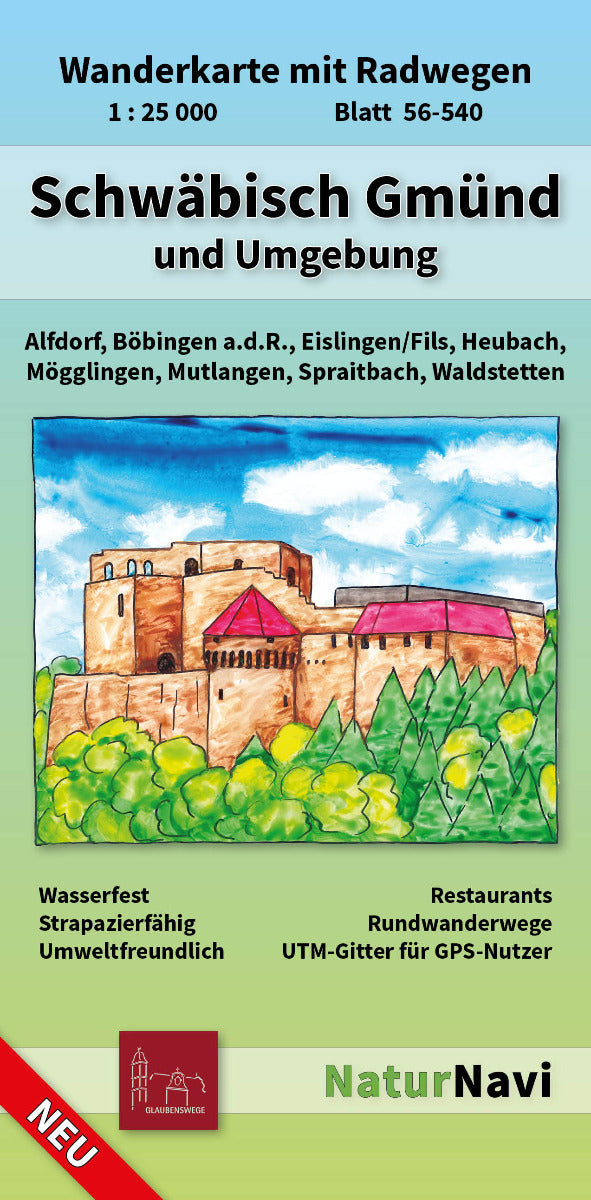 Schwäbisch Gmünd und Umgebung - 1:25.000 NaturNavi Wanderkarte