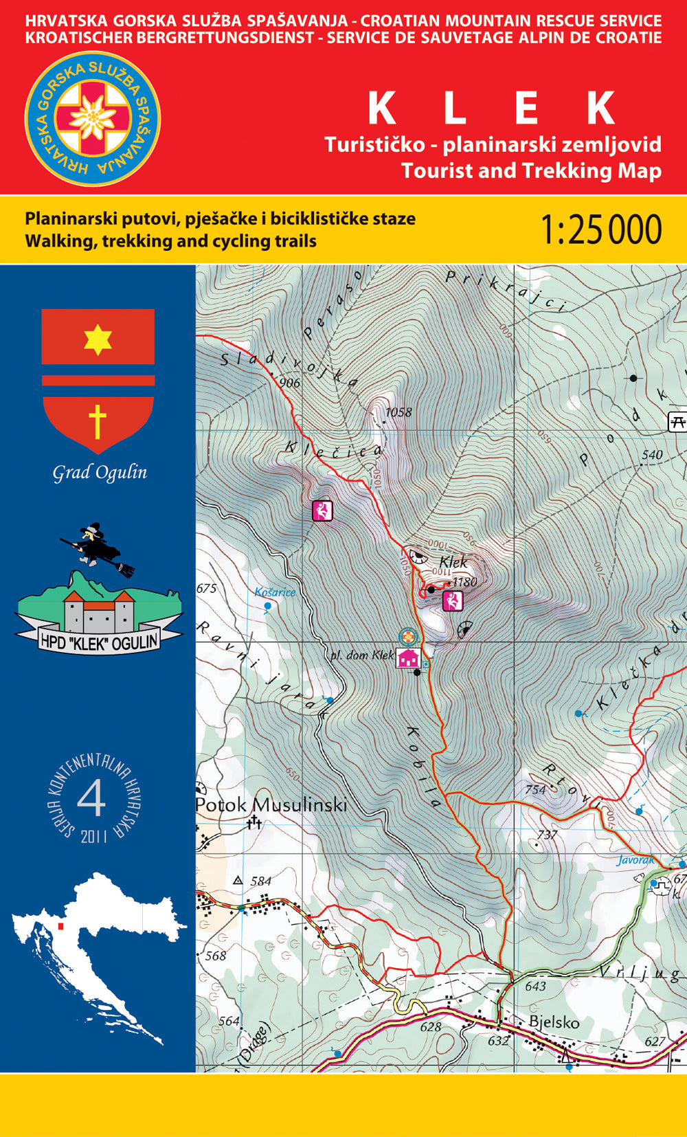 Klek Kroatien Wanderkarte - 1:25.000