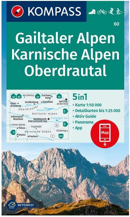 60 Gailtaler alpen oberdrautal Wanderkarte Kompass