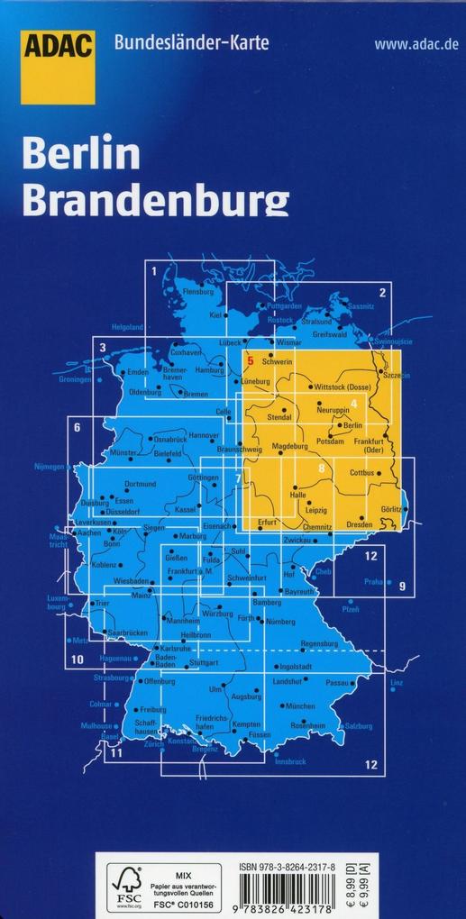 Berlin / Brandenburg 1:300.000 - ADAC Bundesländerkarte