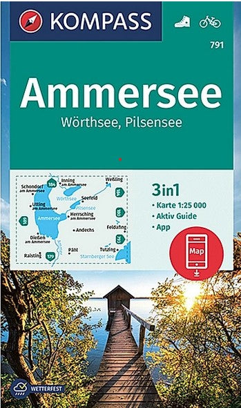 791 Ammersee, Wörthsee, Pilsensee - Kompass Wanderkarte