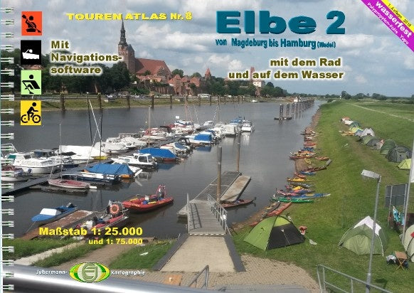 TourenAtlas TA8 - Elbe-2, Rad- und Wasserwanderatlas Magdeburg bis Hamburg (Wedel)