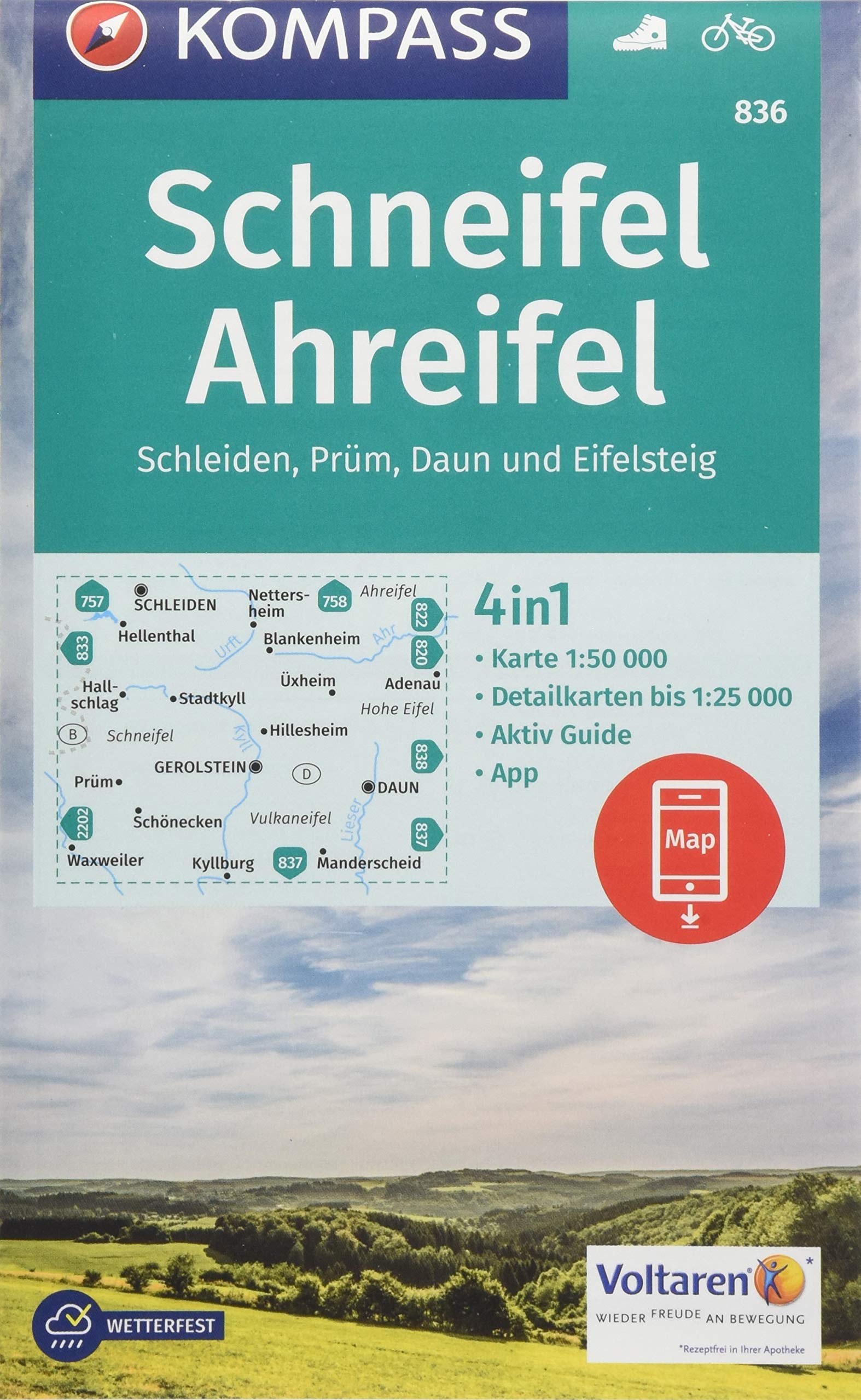 836 Schneifel, Ahreifel 1:50.000 - Kompass Wanderkarte