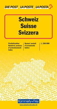 Schweiz Postleitzahlenkarte - 1:260.000