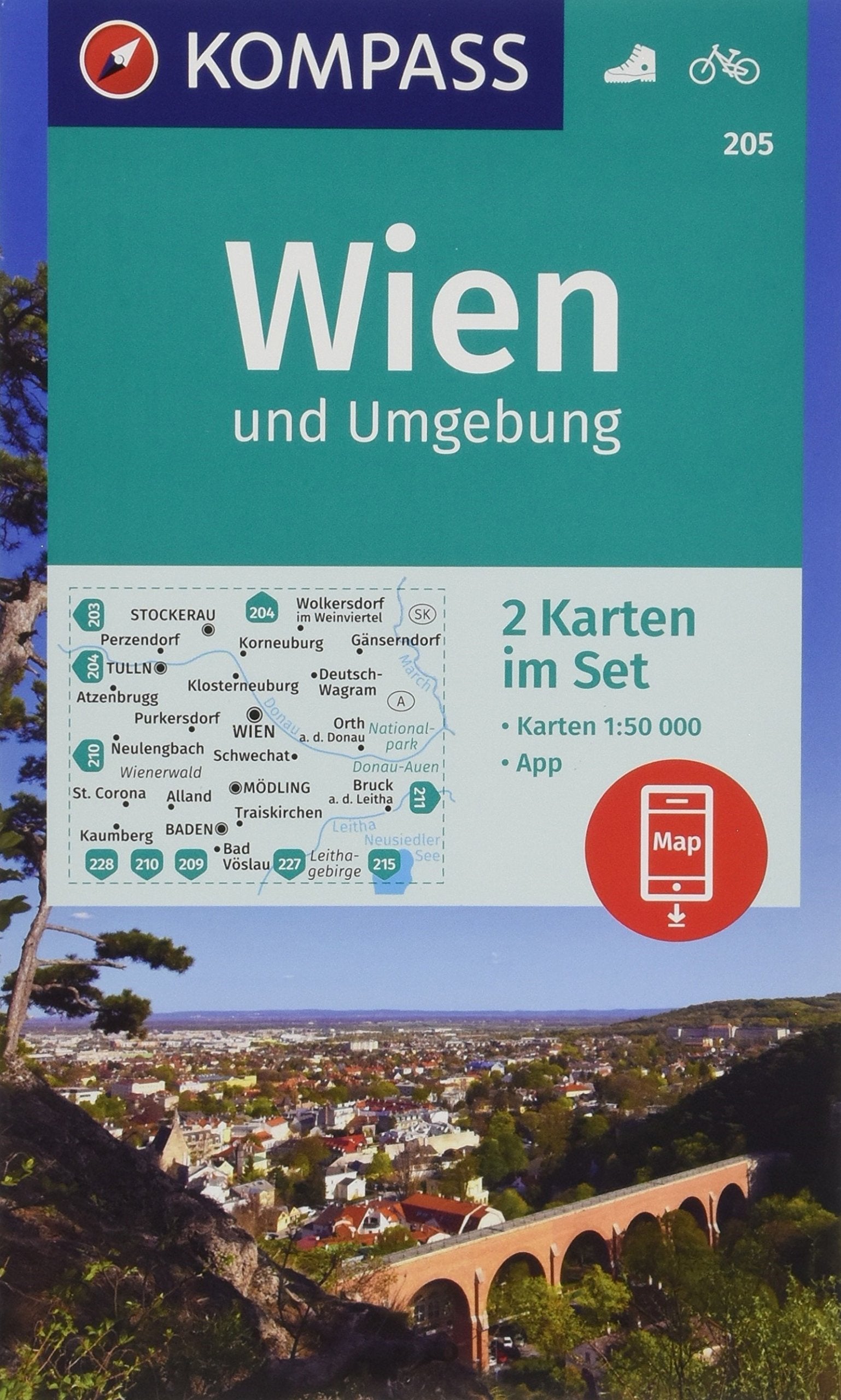 205 Wien und Umgebung 1:50.000 - Kompass Wanderkartenset