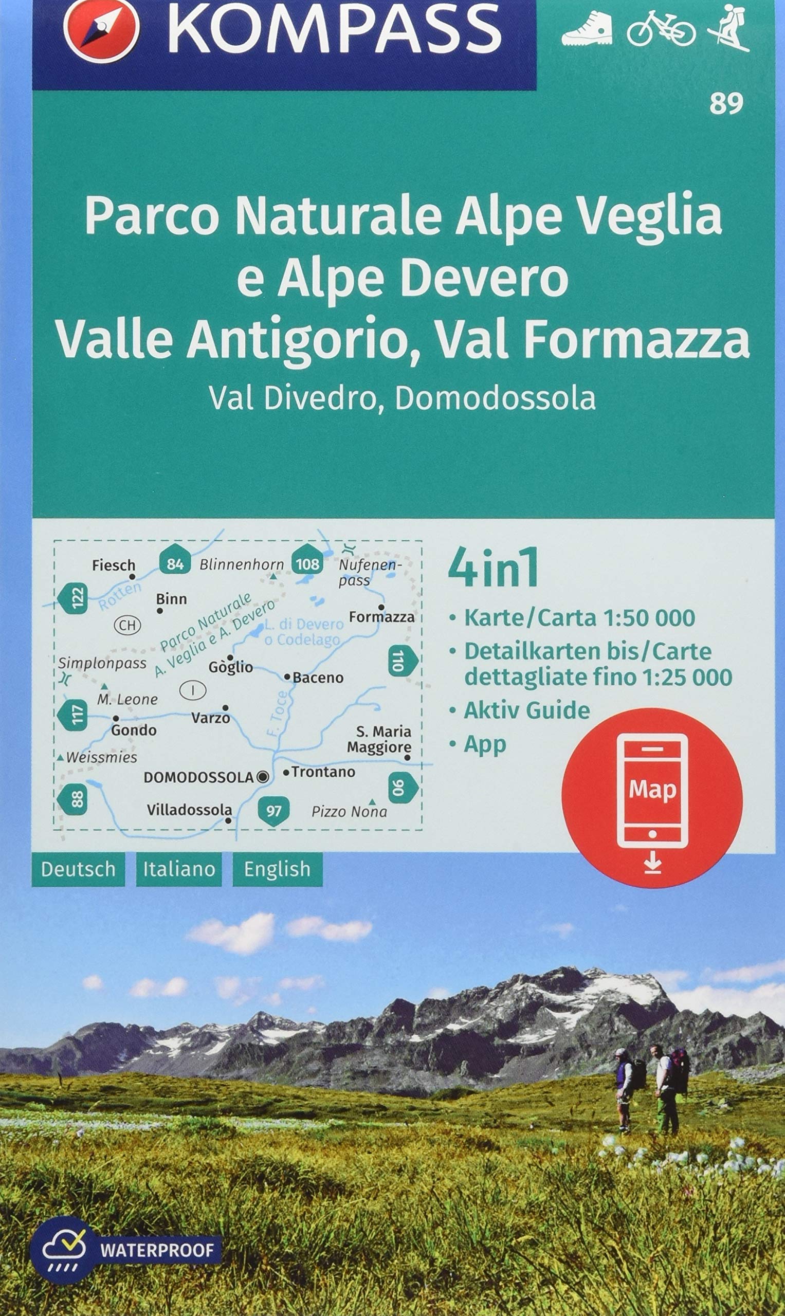 89 Parco Naturale Alpe Veglia e Alpe, Domodossola 1:50.000 - Kompass Wanderkarte