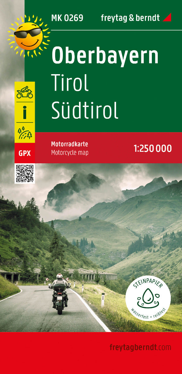 Motorradkarte Oberbayern - Tirol - Südtirol 1:250.000 - Freytag & Berndt