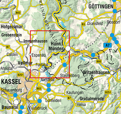 Fuldatal 1:33.000 - Rad- und Wanderkarte & Ortsplan