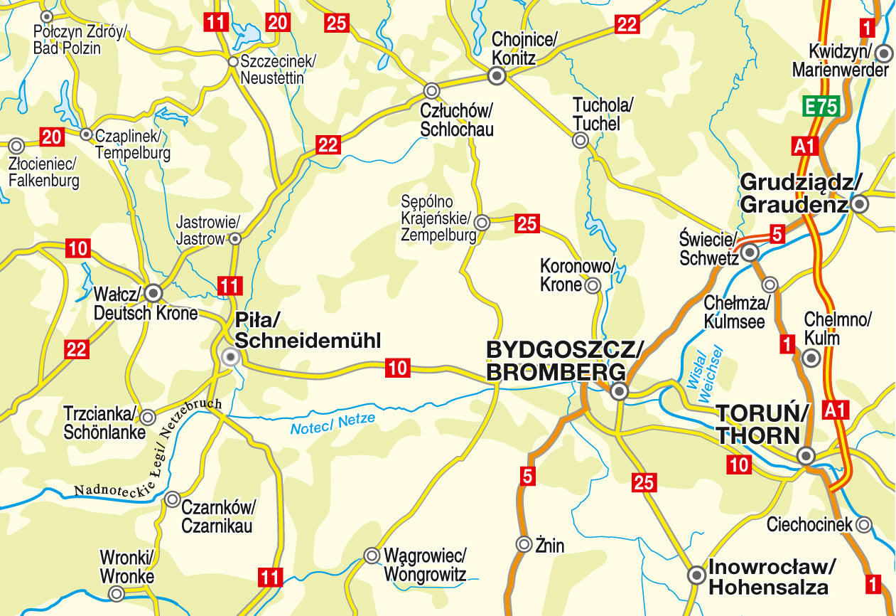 PL004 Südliches Pommern, Netzebruch - 1:200.000 - Straßenkarte