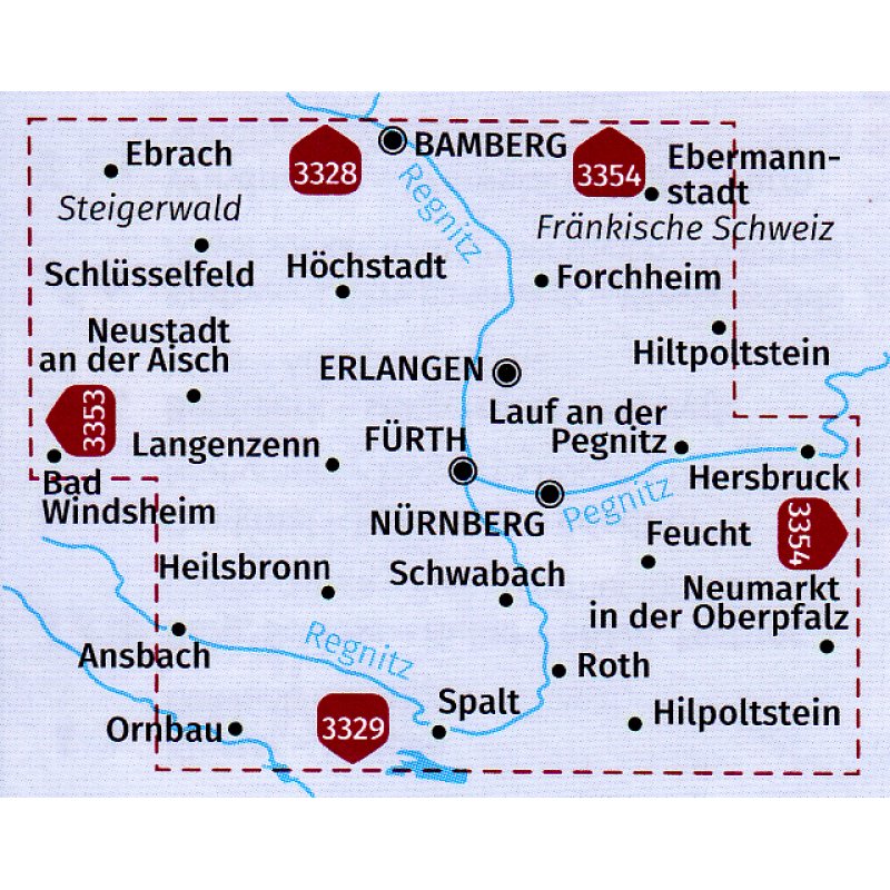 3343 Nürnberg und Umgebung 1:70.000 - KOMPASS Fahrradkarte