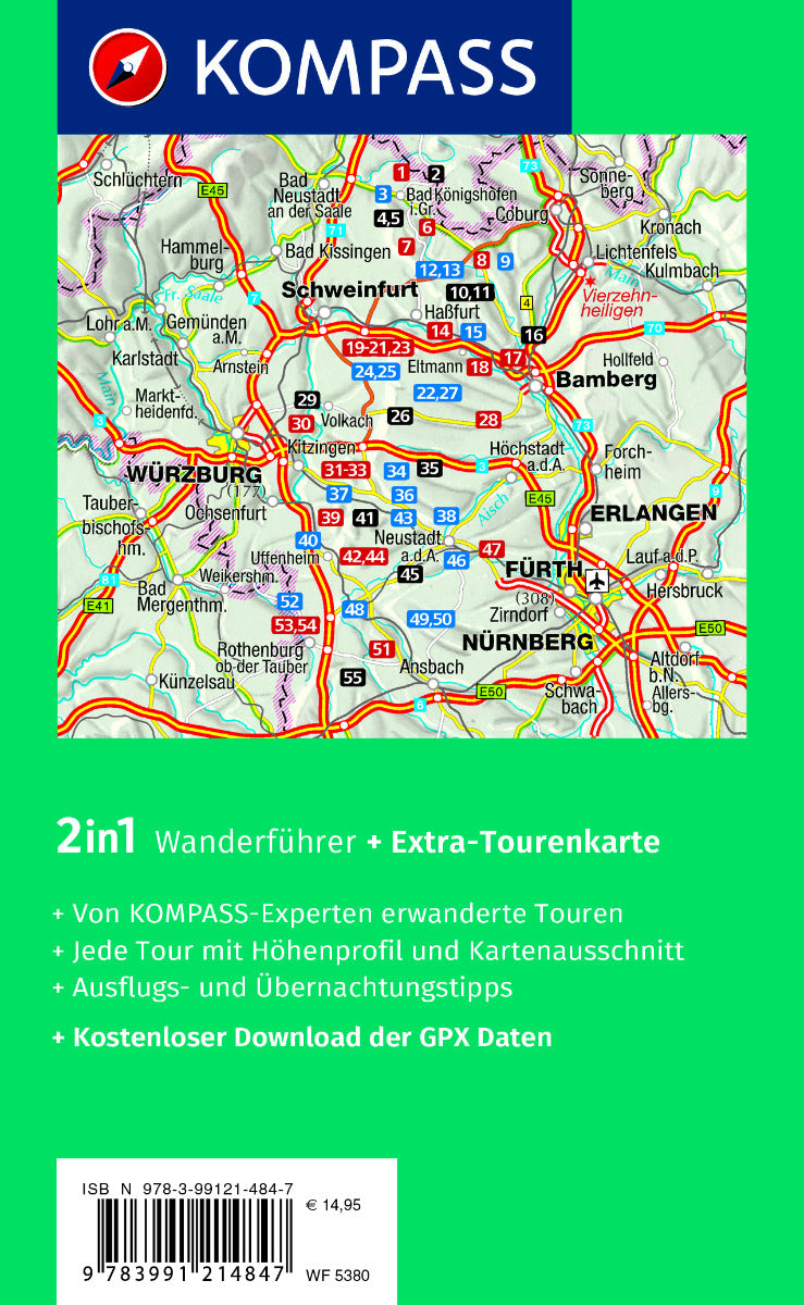 5380 Steigerwald mit Haßbergen und Frankenhöhe mit 55 Touren - KOMPASS Wanderführer